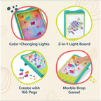B. toys Light-Up Marble Drop - Marble Run & Peg Art Playset: Educational Focus, 180 Pieces, Fine Motor Skills