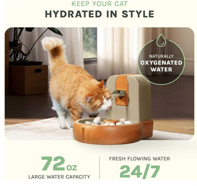 Purrvana Cat Water Fountain – Eco-Friendly Zen Cat Fountain with Feng Shui Design