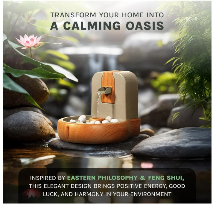 Purrvana Cat Water Fountain – Eco-Friendly Zen Cat Fountain with Feng Shui Design