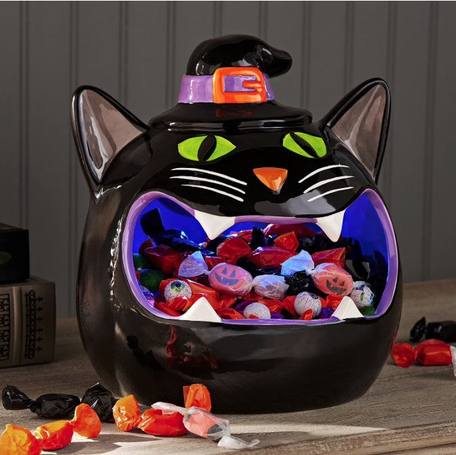 Member's Mark Pre-Lit Ceramic Cat Halloween Candy Bowl