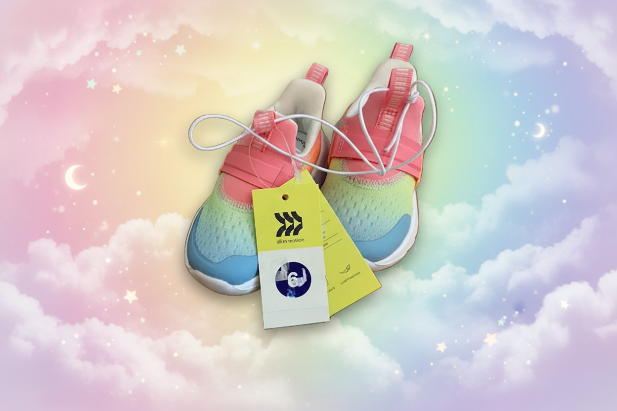 GIRLS MULTICOLOR SLIP-ON SNEAKERS-"Dannie"-All In Motion/Cushion IQ (size 6)