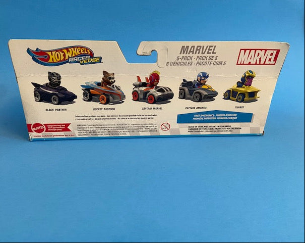 Hot Wheels Marvel RacerVerse 5-Pack of Die-Cast 1:64 Scale Toy Cars with Character Drivers,