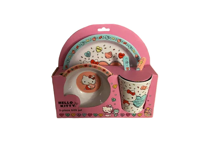 Hello Kitty Sanrio Dinnerware Sets for Kids, 5 Pc Tableware