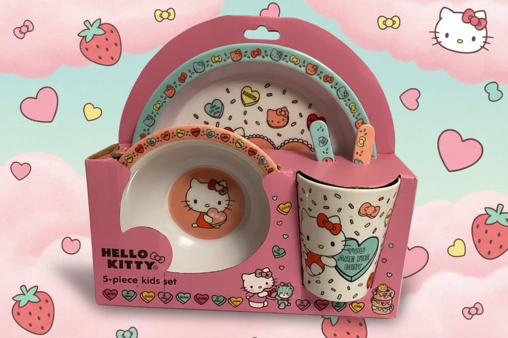 Hello Kitty Sanrio Dinnerware Sets for Kids, 5 Pc Tableware