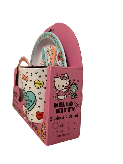 Hello Kitty Sanrio Dinnerware Sets for Kids, 5 Pc Tableware