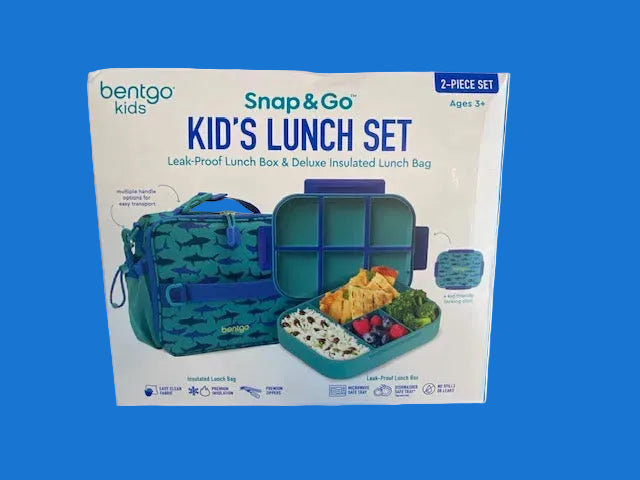 BENTGO- SNAP AND GO KIDS'S LUNCH SET- (TEAL-SHARK)