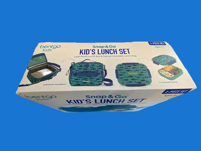 BENTGO- SNAP AND GO KIDS'S LUNCH SET- (TEAL-SHARK)