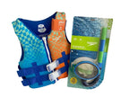 SPEEDO VEST AND SNORKEL COMBO-Blue/Orange: Youth , 50-90 lbs