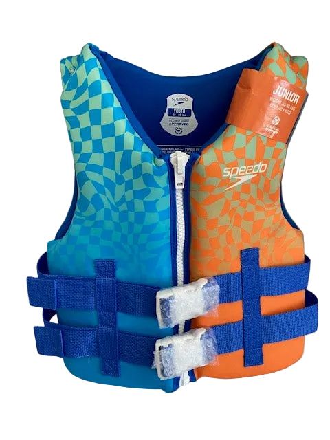 SPEEDO VEST AND SNORKEL COMBO-Blue/Orange: Youth , 50-90 lbs