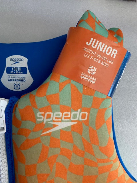 SPEEDO VEST AND SNORKEL COMBO-Blue/Orange: Youth , 50-90 lbs