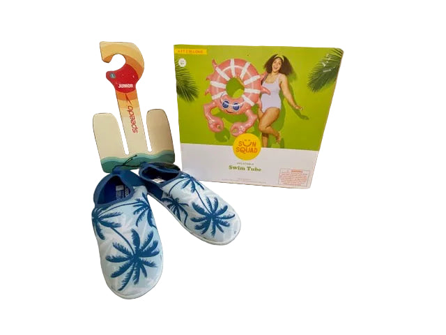 Sun Squad Crab Swim Tube Water Float and Speedo Water Shoe Combo Youth size (4-5)