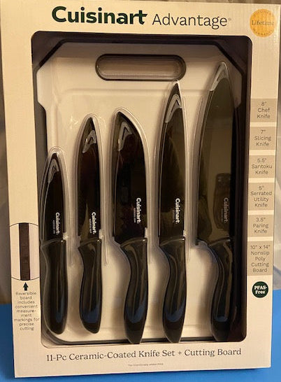 Cuisinart Advantage Knife Set, 11-Piece, Ceramic-Coated with Cutting Board