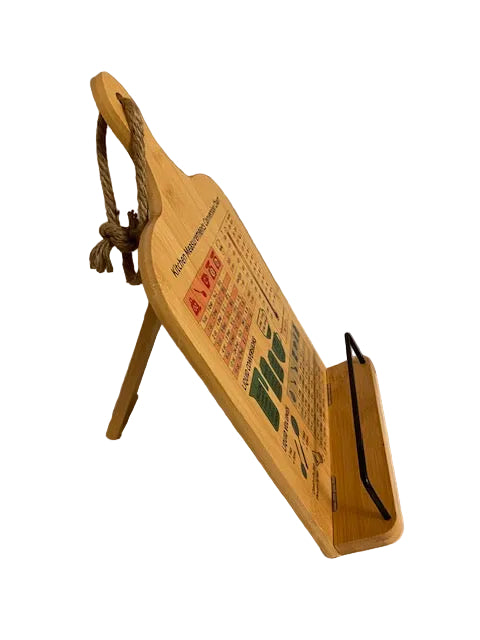 Cookbook Stand, Wooden Cookbook Holder with Measurement Conversion Chart