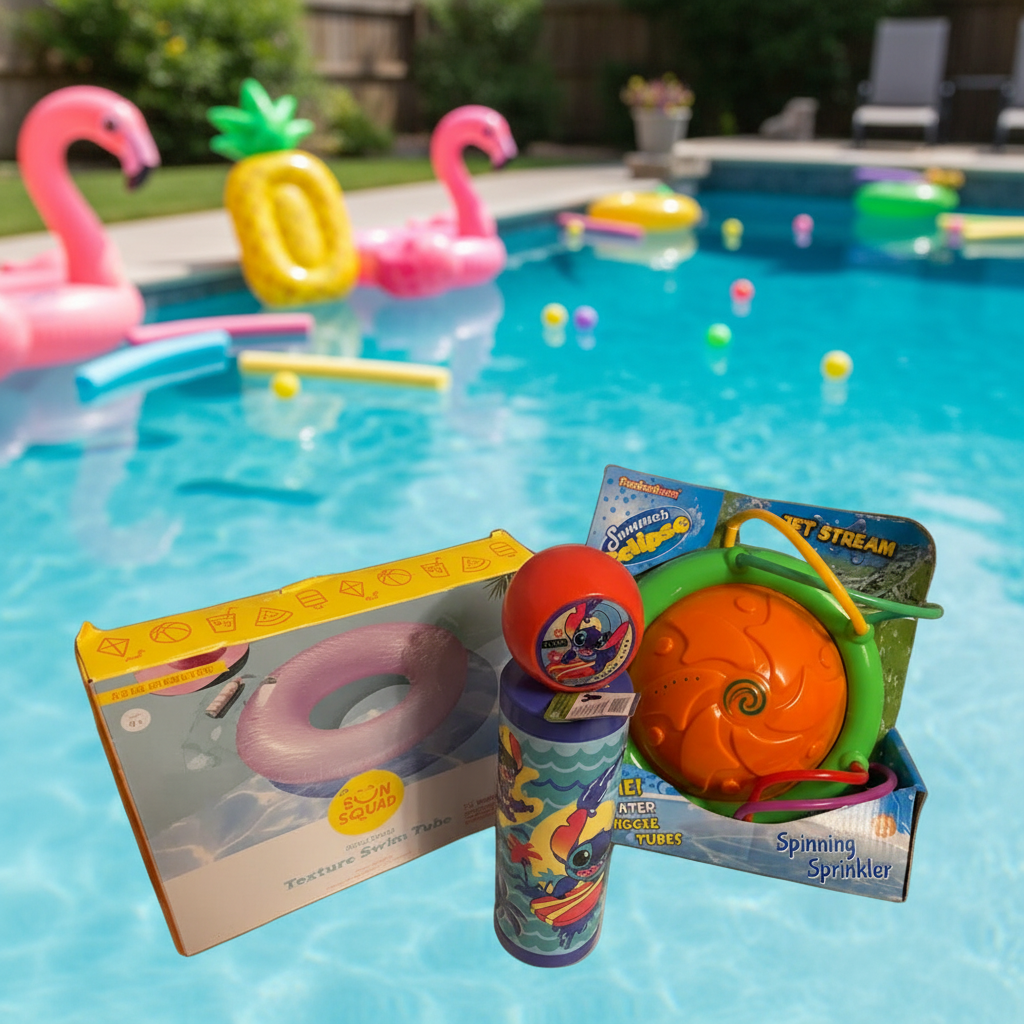 WATER TOY COMBO- TUBE, SPIN SPRINKLER, PUSH TUBE