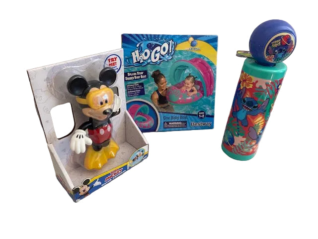 POOL COMBO- BABY BOAT, MICKEY SWIMMER AND WATER SPRAYER.