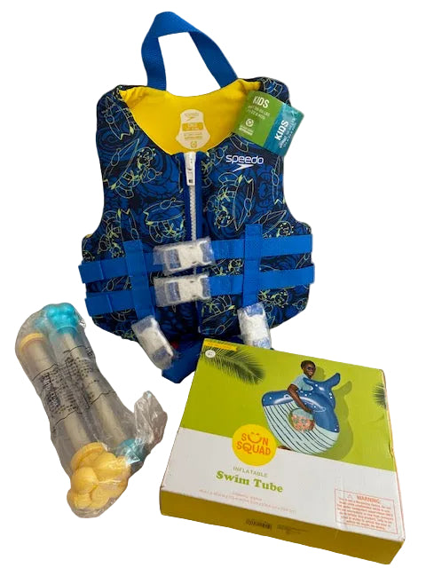 SPEEDO CHILD LIFE VEST , SWIM TUBE AND WATER GUN
