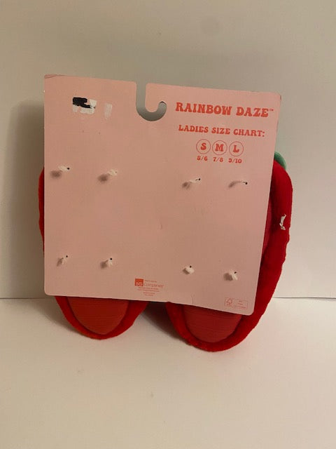 RAINBOW DAZE STRAWBERRY SLIPPERS ( MED 7/8)