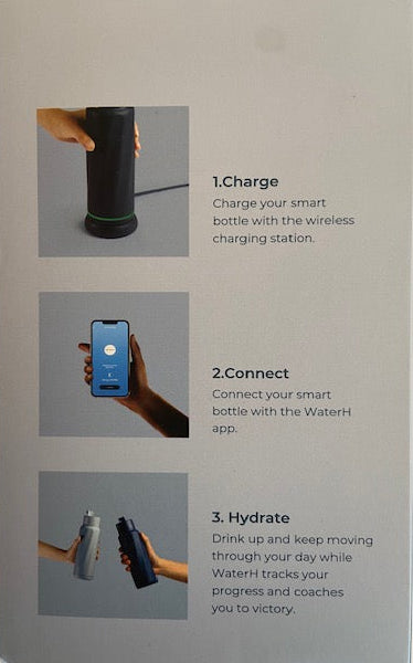 Water H Smart Water Bottle 18oz with TDS sensing and AI technology (Magnetite Blue)
