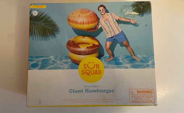 SUN SQUAD INFLATABLE CABANA AND GIANT HAMBURGER