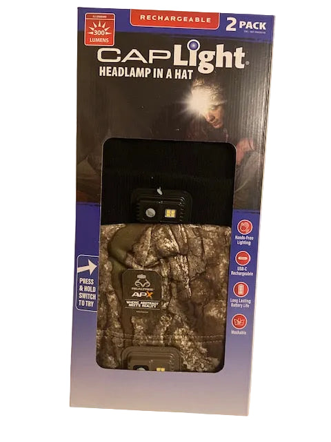 Realtree APX CapLight  Headlamp in a hat/ beanie 300 LUMENS- 2 pack
