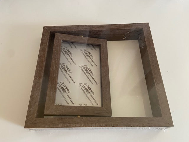 Double-Sided Rotating Floating Photo Frame with 360 Degree Rotation for Vertical and Horizontal Tabletop Display Holds Two Photos