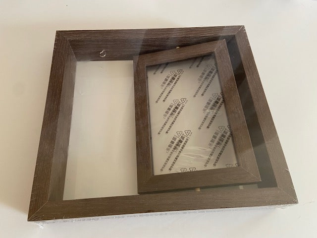 Double-Sided Rotating Floating Photo Frame with 360 Degree Rotation for Vertical and Horizontal Tabletop Display Holds Two Photos