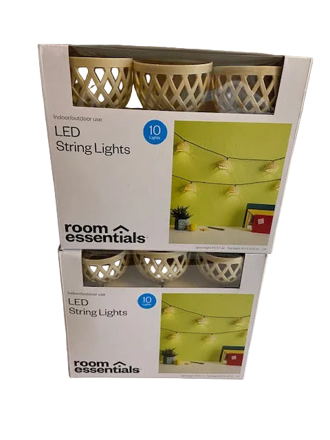 Room Essentials    Woven Shaded LED String Lights with Clear Bulbs (SET OF 2 )