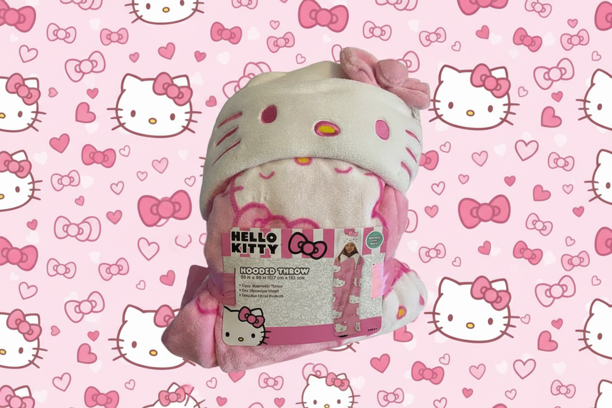 HELLO KITTY- Hooded Throw Blanket- 50 X 40 (pink)