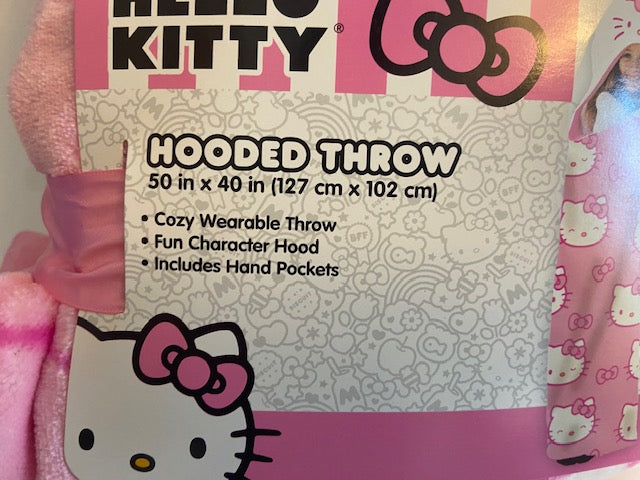 HELLO KITTY- Hooded Throw Blanket- 50 X 40 (pink)
