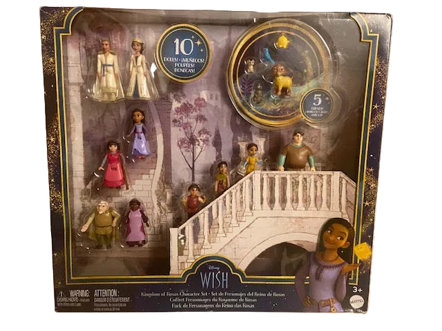 Disney’s Wish Kingdom Of Rosas Character Small Doll Set, 10 Posable Mini Dolls & 5 Friend Figures