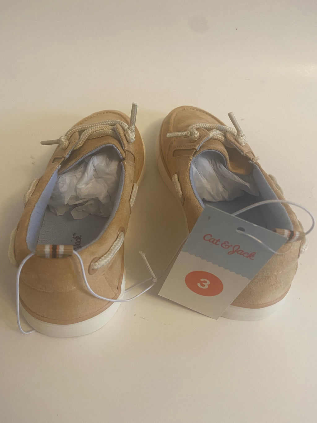 CAT AND JACK REECE SNEAKERS - BEIGE- SIZE 3
