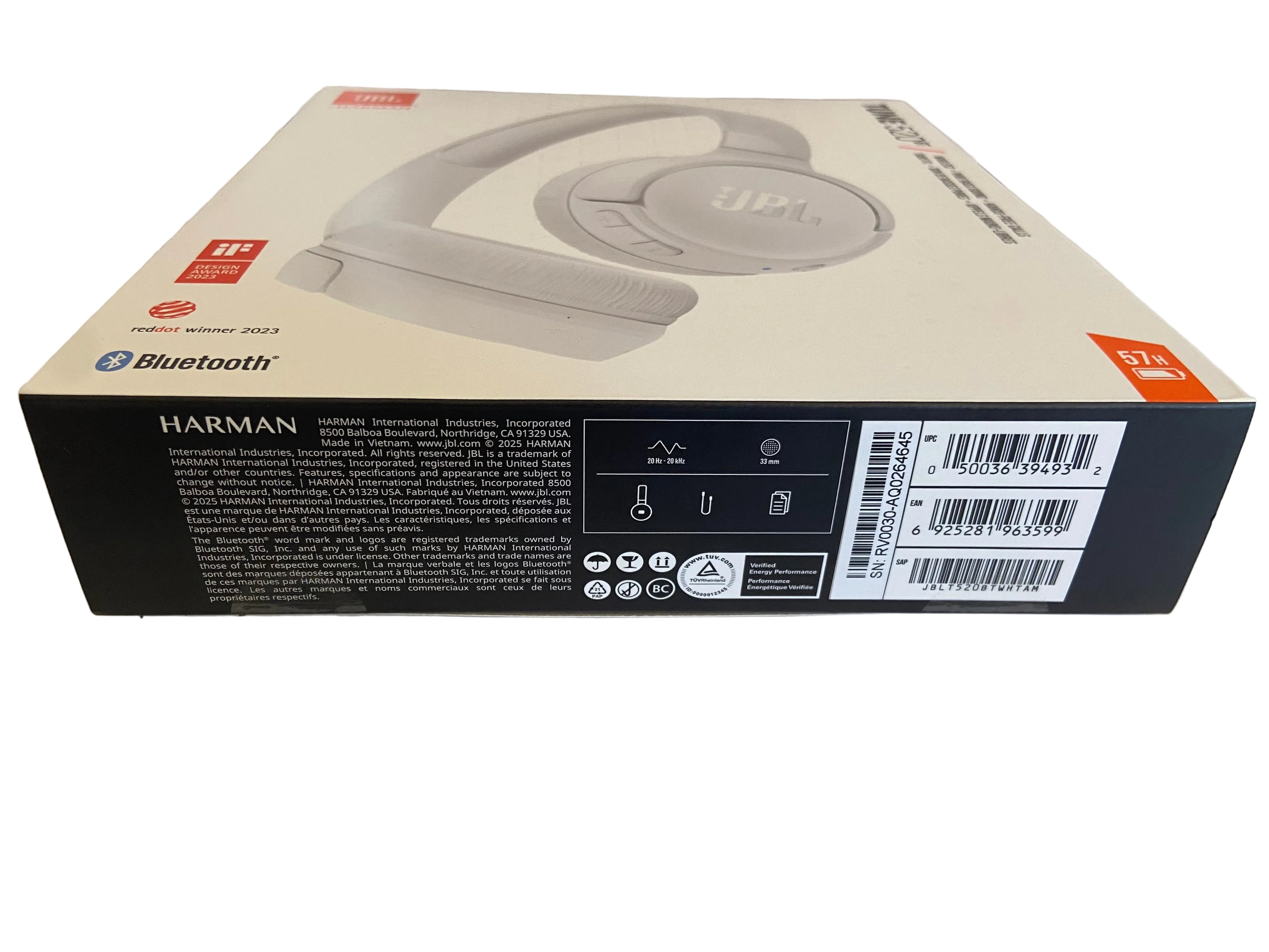 JBL Tune 520BT Wireless Headphones (White)