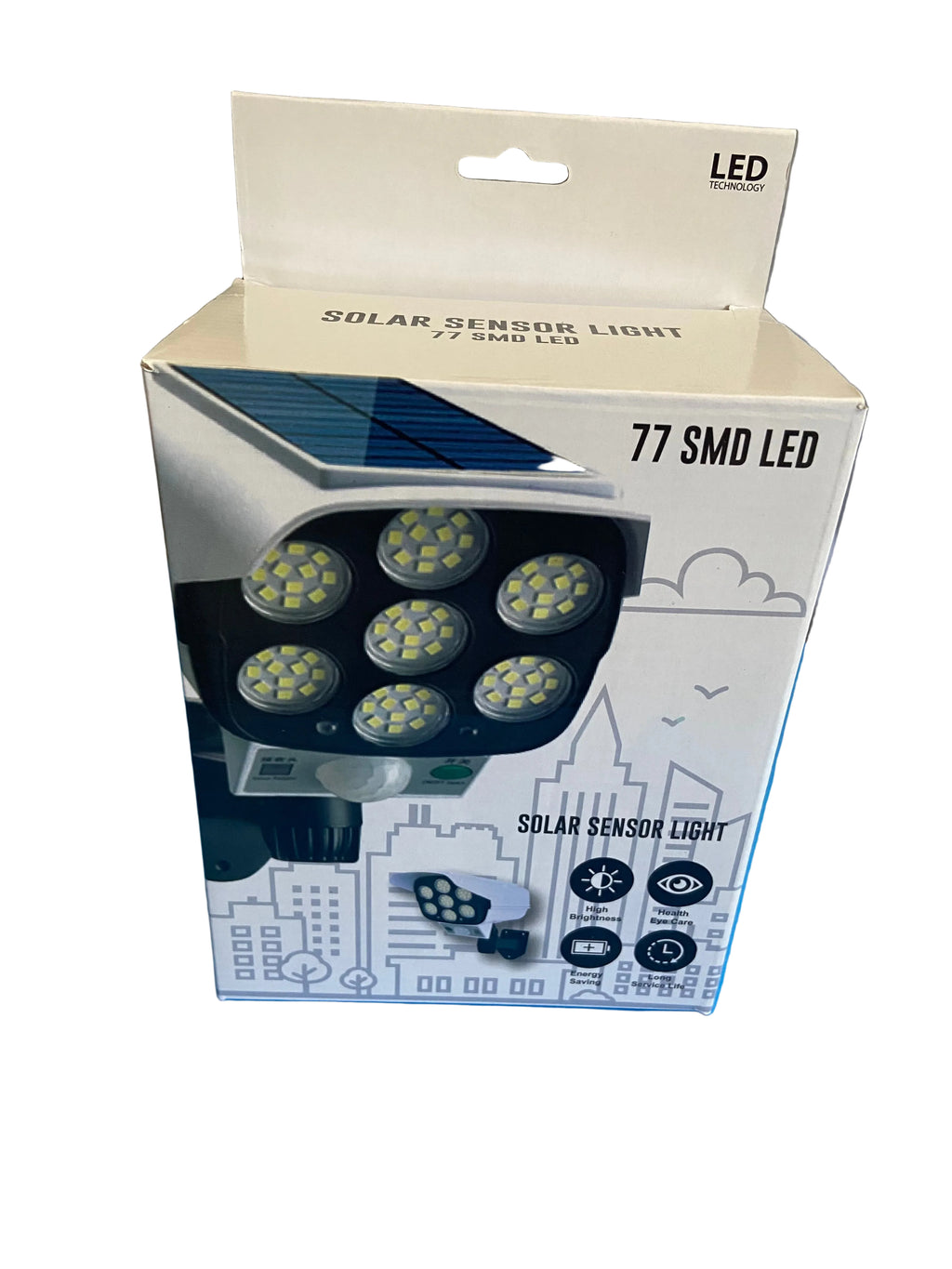 Outdoor Motion Sensor Solar Lights 77 LEDs Spotlight With Remote Controller