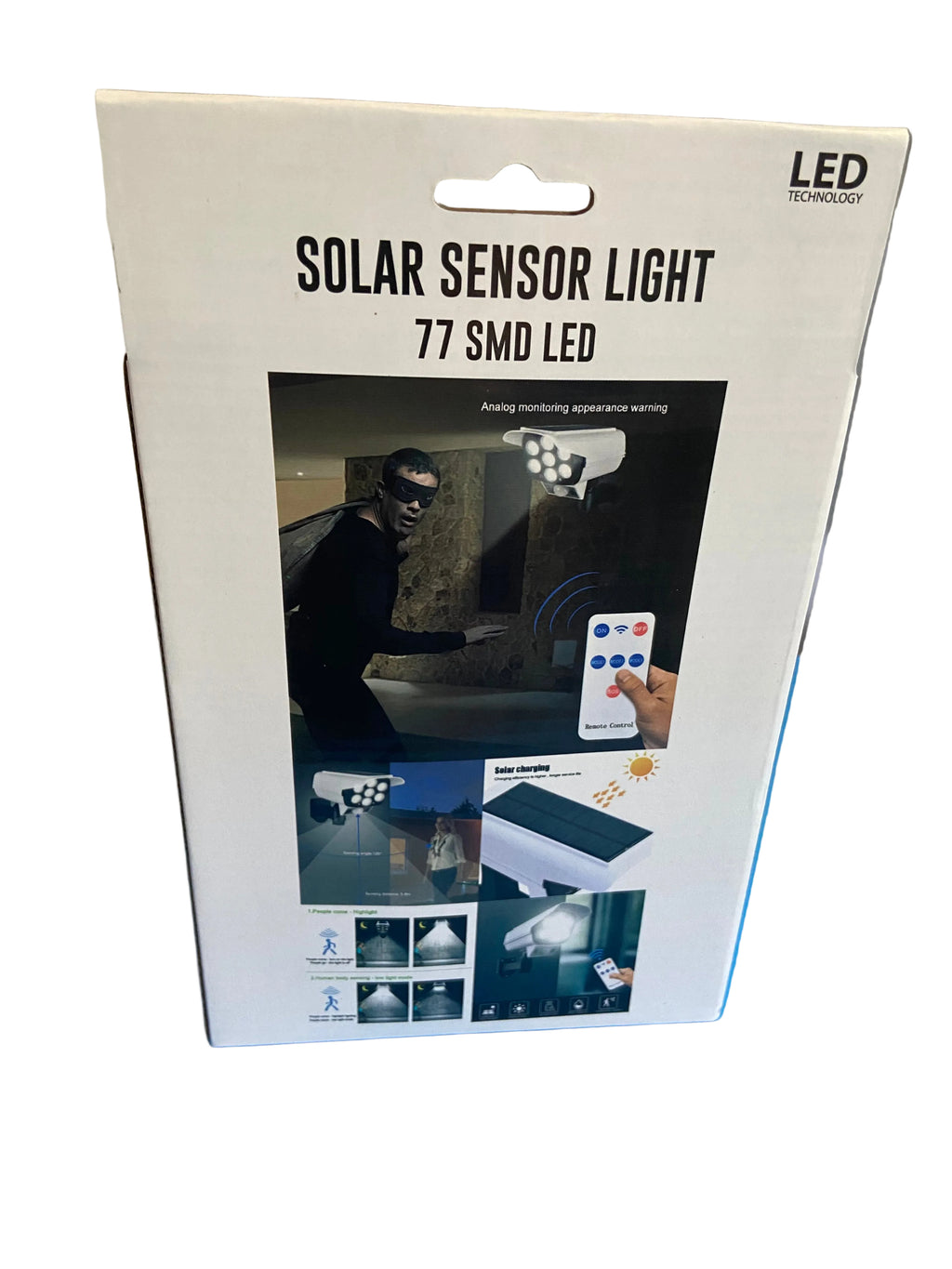 Outdoor Motion Sensor Solar Lights 77 LEDs Spotlight With Remote Controller