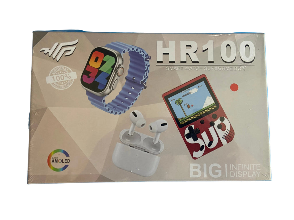 HR100 Smart Watch + Wireless Earbuds + SUP Game Console Bundle