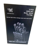 HUNTER.DUAL Hunter. Dual 15 Pcs Kitchen Knife Set with Block Self Sharpening, , Black,