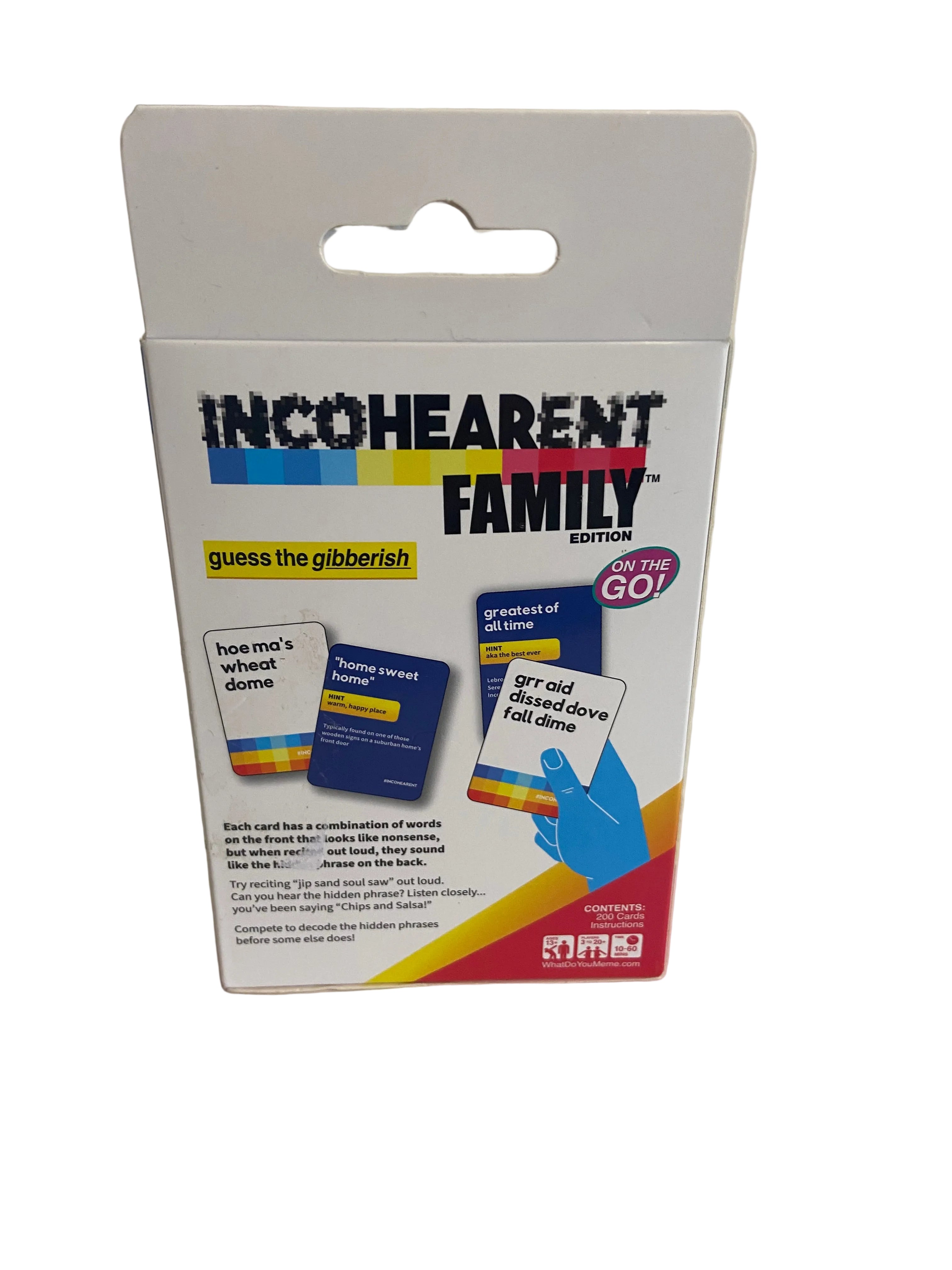 INCOHEARENT FAMILY EDITION CARD CAME GUESS THE GIBBERISH