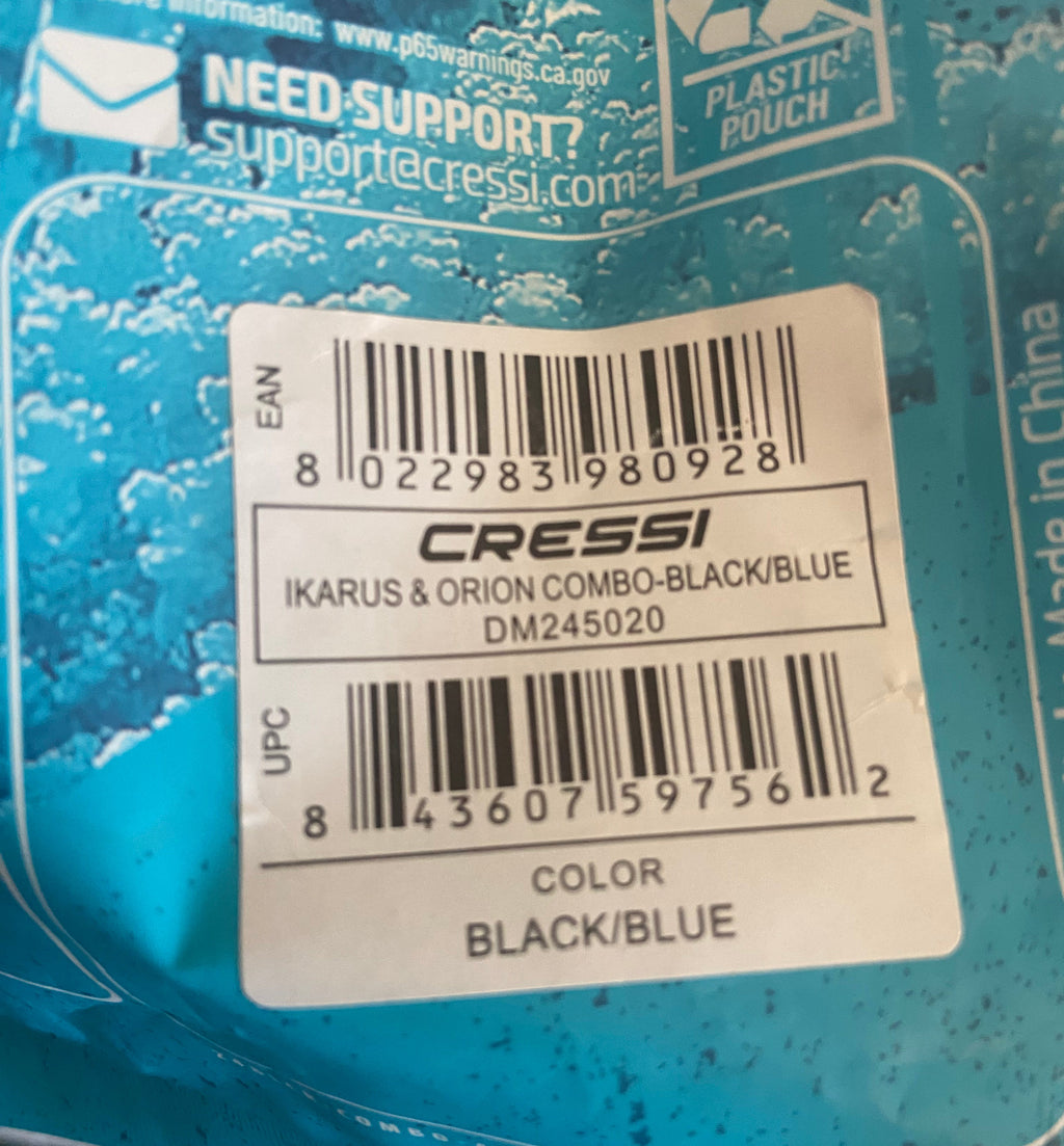 CRESSI ADULT SNORKELING COMBO - (BLUE/BLACK.