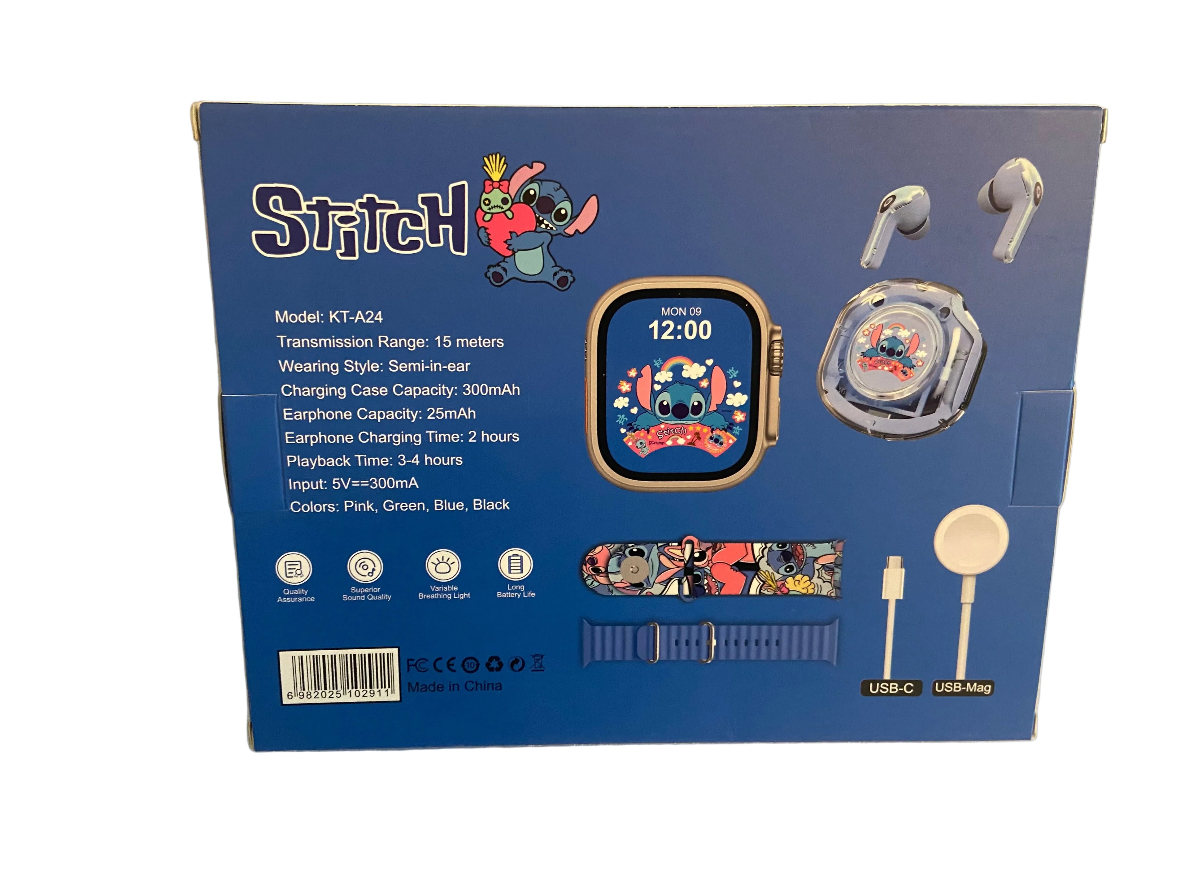 STITCH KT-A24 WATCH, EARBUD SET