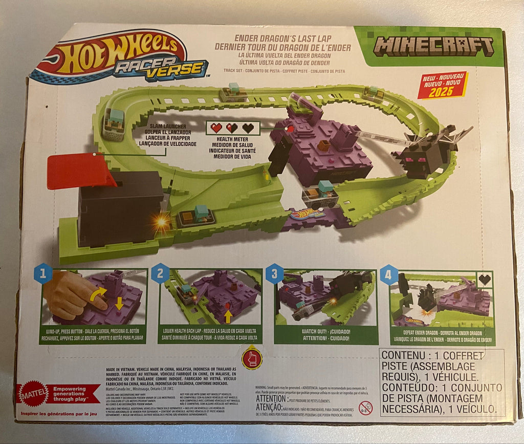 Hot Wheels Racer Verse Minecraft Track Set w/ Die-Cast Diamond Armor Steve