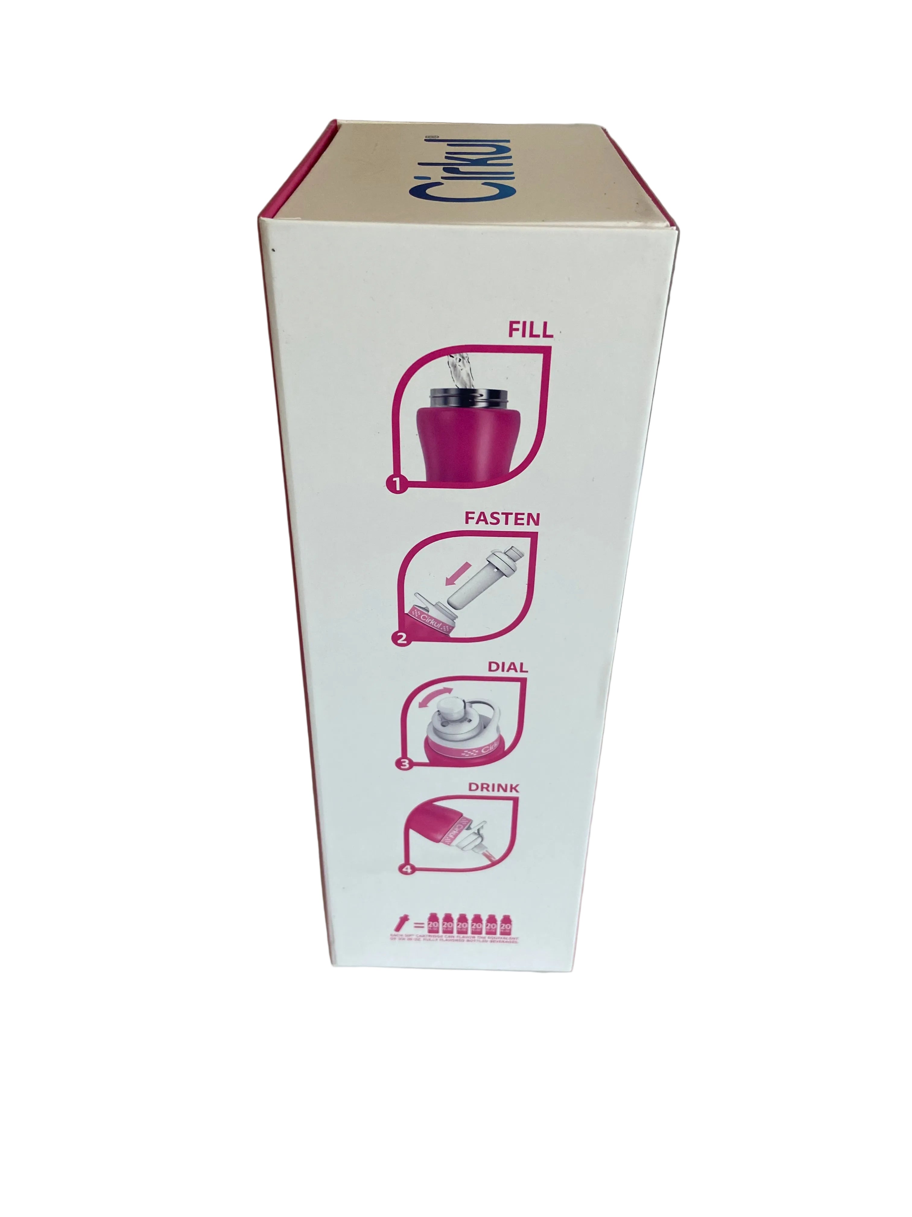 Cirkul  Hot Pink Stainless Steel Water Bottle Starter Kit with Pink Lid and 2 Flavor Cartridges