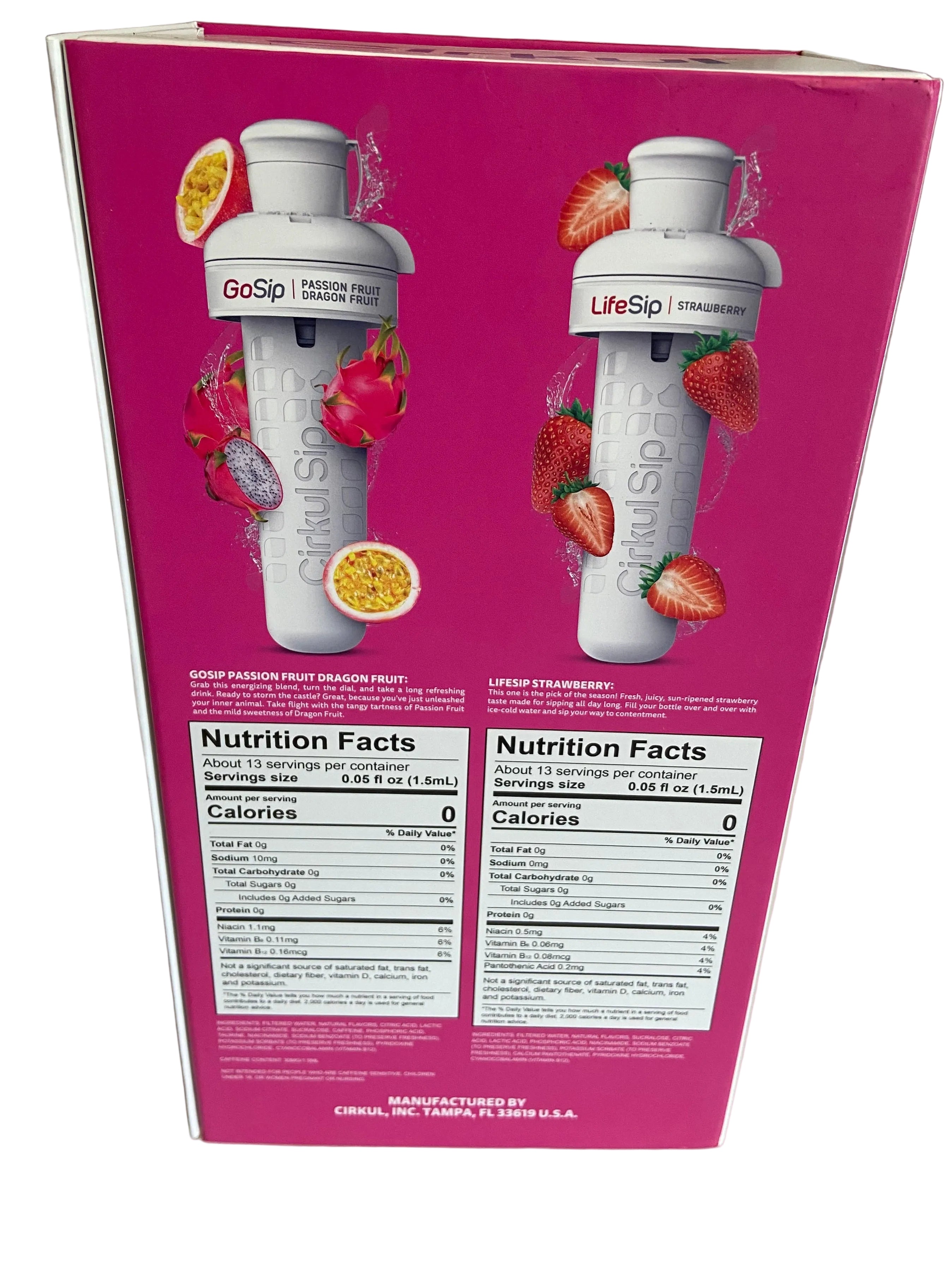 Cirkul  Hot Pink Stainless Steel Water Bottle Starter Kit with Pink Lid and 2 Flavor Cartridges