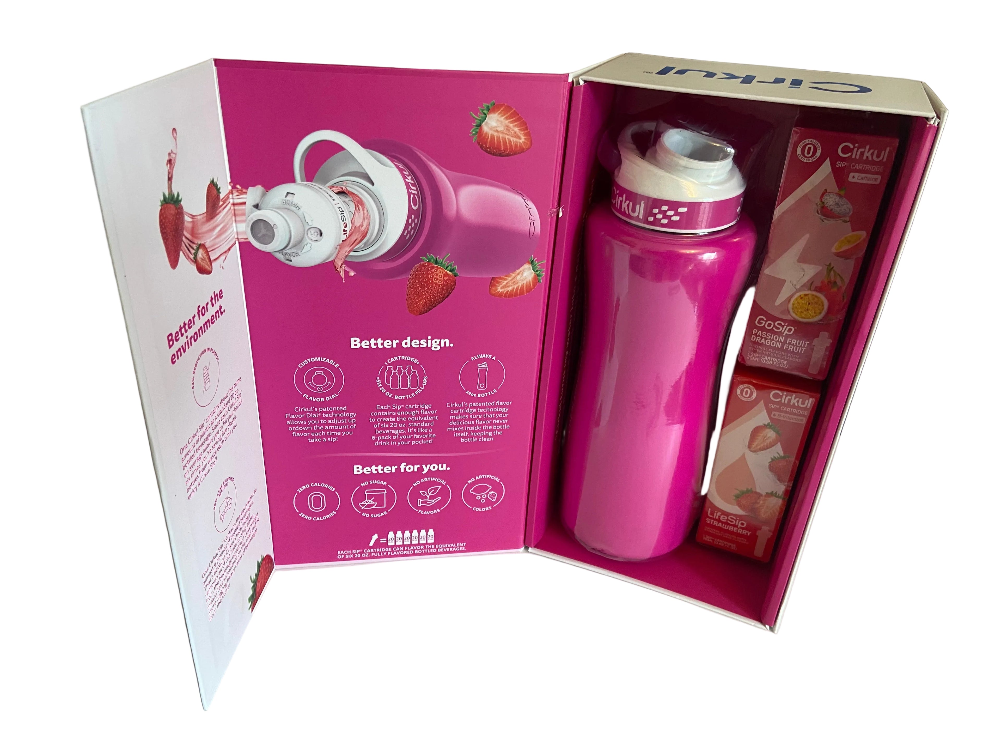 CIRKUL 32OZ STINLESS STEEL BOTTLE W/ 2 SIP CARGRIDES