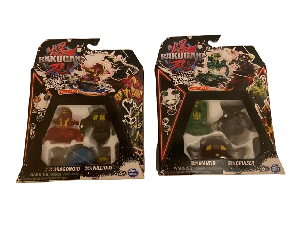 BAKUGAN STEET BRAWL- set of 2- DRAGONOID / NILLIOUS AND MANTID / BRUISER