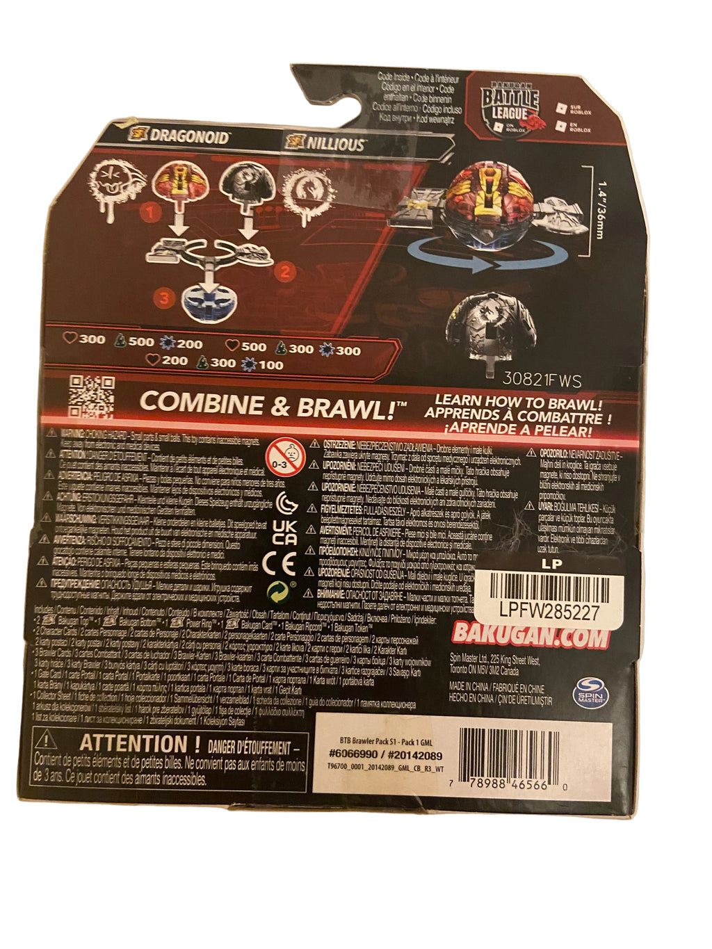 BAKUGAN STEET BRAWL- set of 2- DRAGONOID / NILLIOUS AND MANTID / BRUISER