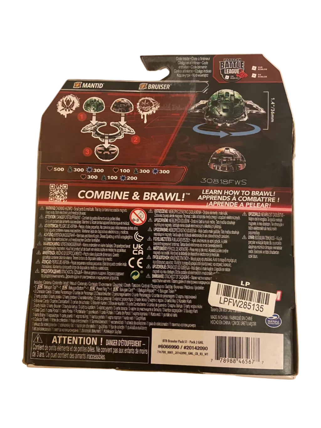 BAKUGAN STEET BRAWL- set of 2- DRAGONOID / NILLIOUS AND MANTID / BRUISER