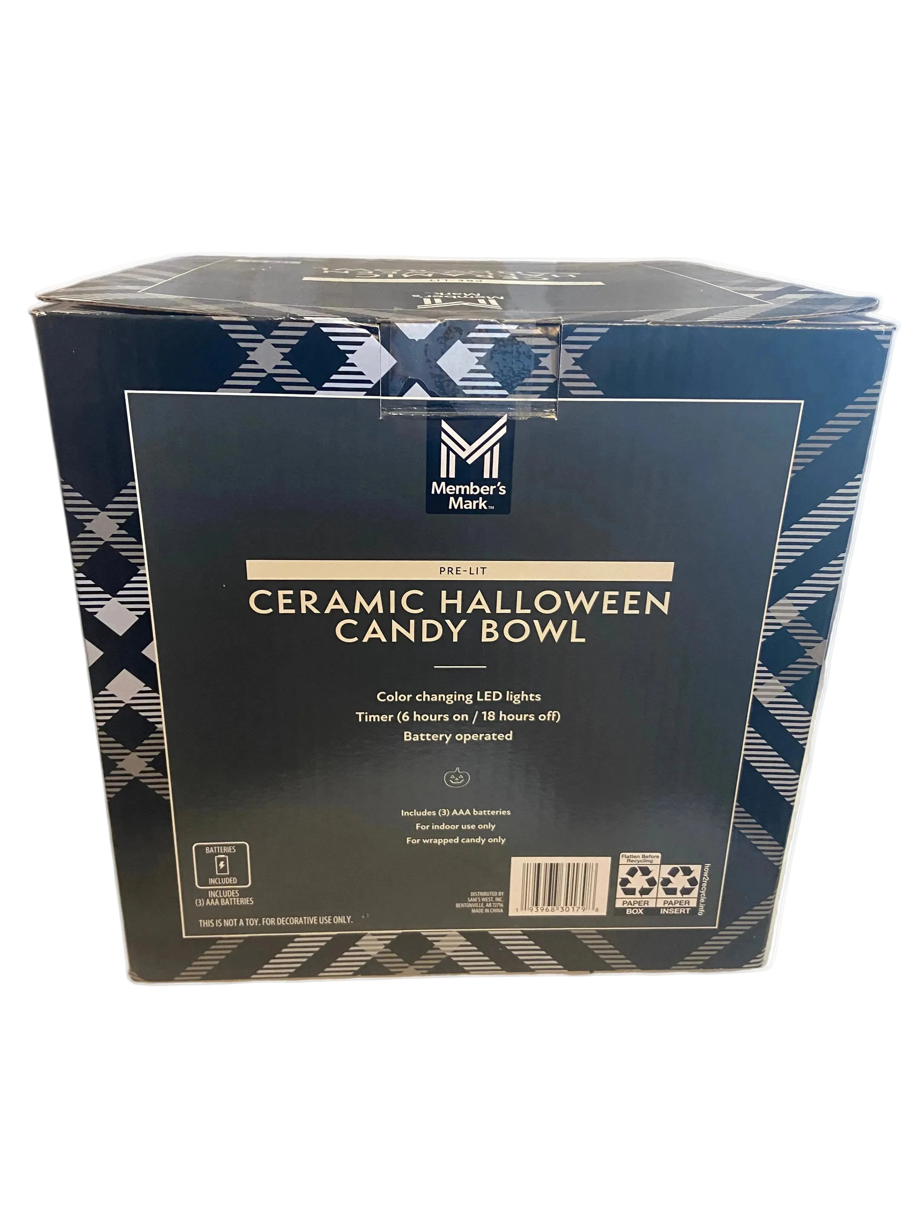 Member's Mark Pre-Lit Ceramic Cat Halloween Candy Bowl