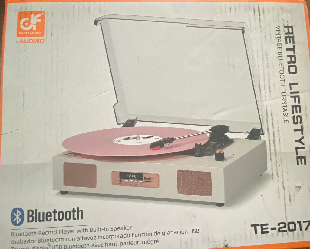 DANFI RETRO LIFESTYLE VINTAGE BLUETOOTH TURNTABLE (PINK)