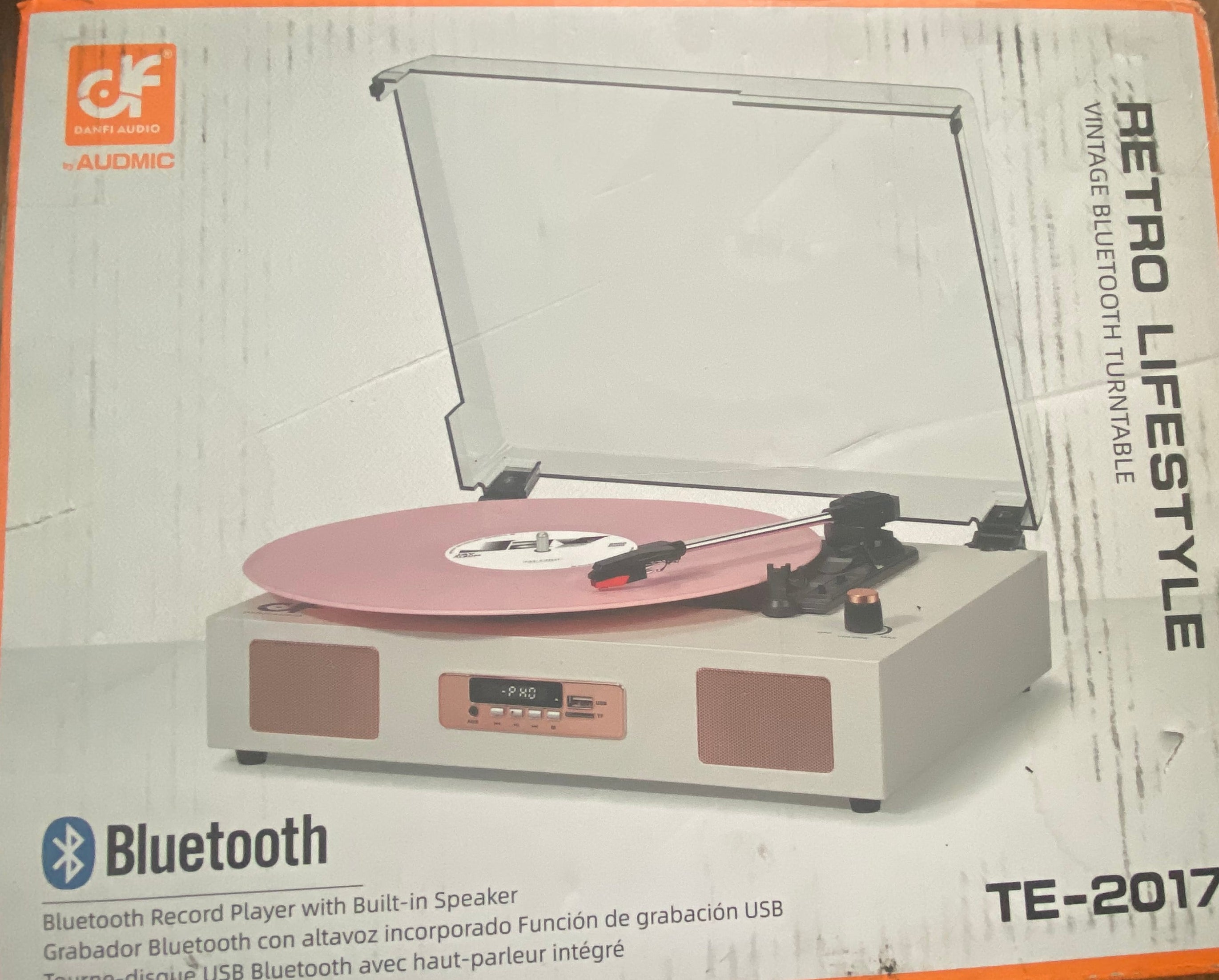 DANFI RETRO LIFESTYLE VINTAGE BLUETOOTH TURNTABLE (PINK)