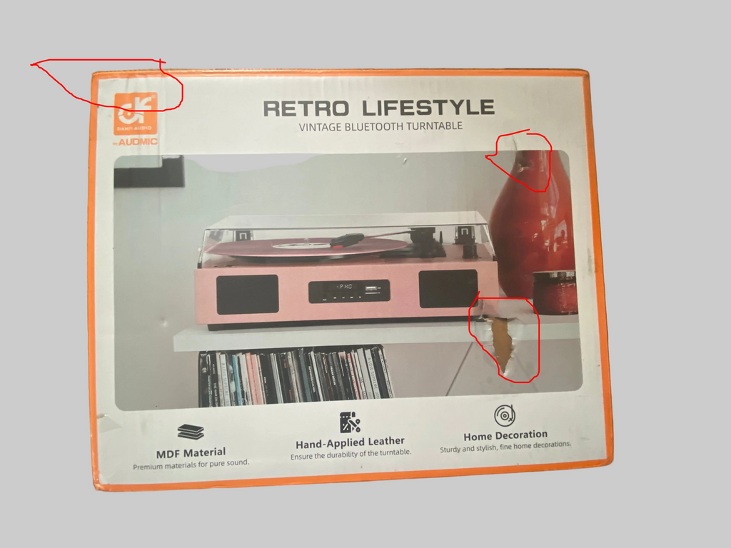DANFI RETRO LIFESTYLE VINTAGE BLUETOOTH TURNTABLE (PINK)